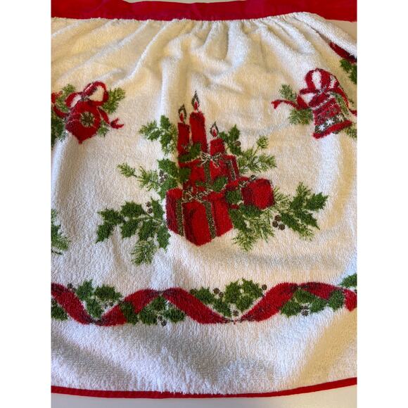 Christmas Candle & Holly Terry Vintage Half-Apron - Picture 3 of 9